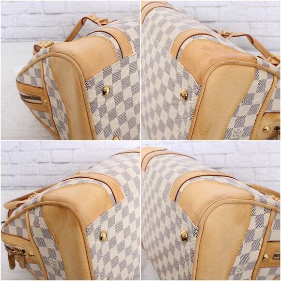Louis Vuitton Berkeley Damier Azur Tote Shoulder Bag White Boston Duffle A5343 - Picture 7 of 11